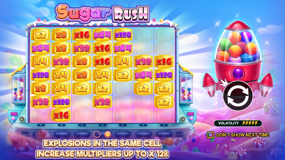 Sugar Rush Slot oyun interfeysi